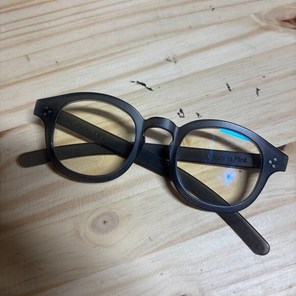 Genusee Smoke Blue Light Filter Frame Glasses Round Gray Full Rim One Size - Picture 3 of 8